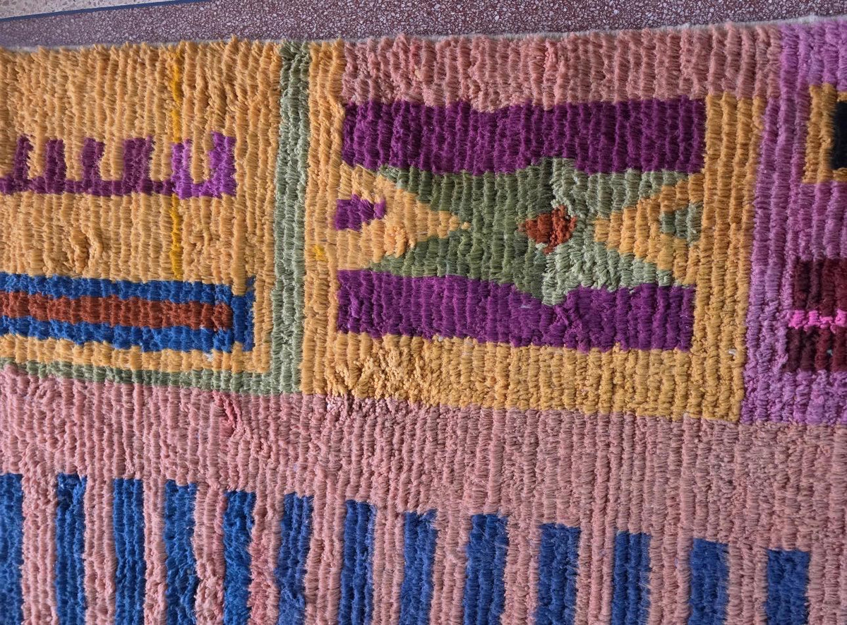 Handmade Wool Azilal Rug – Colorful Boho Tribal Living Room Carpet