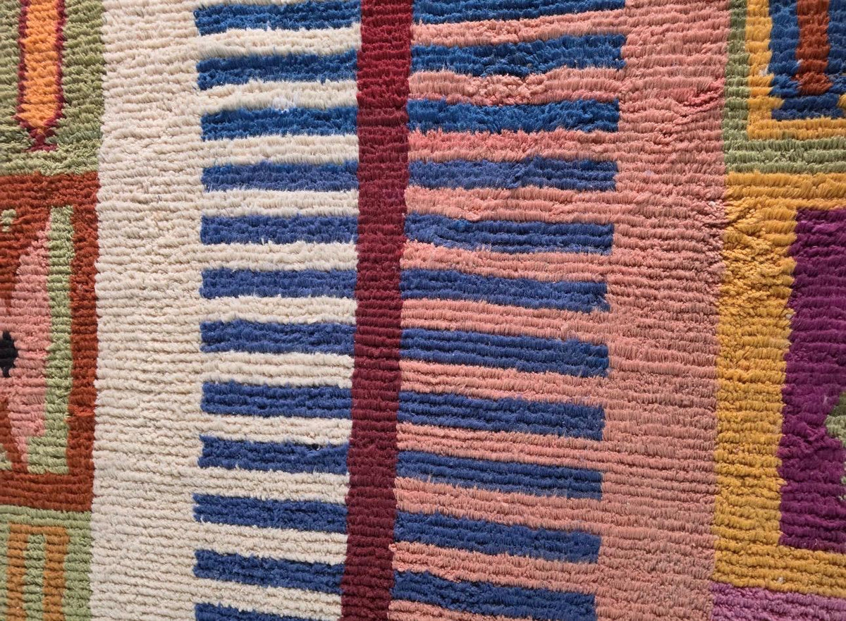 Handmade Wool Azilal Rug – Colorful Boho Tribal Living Room Carpet
