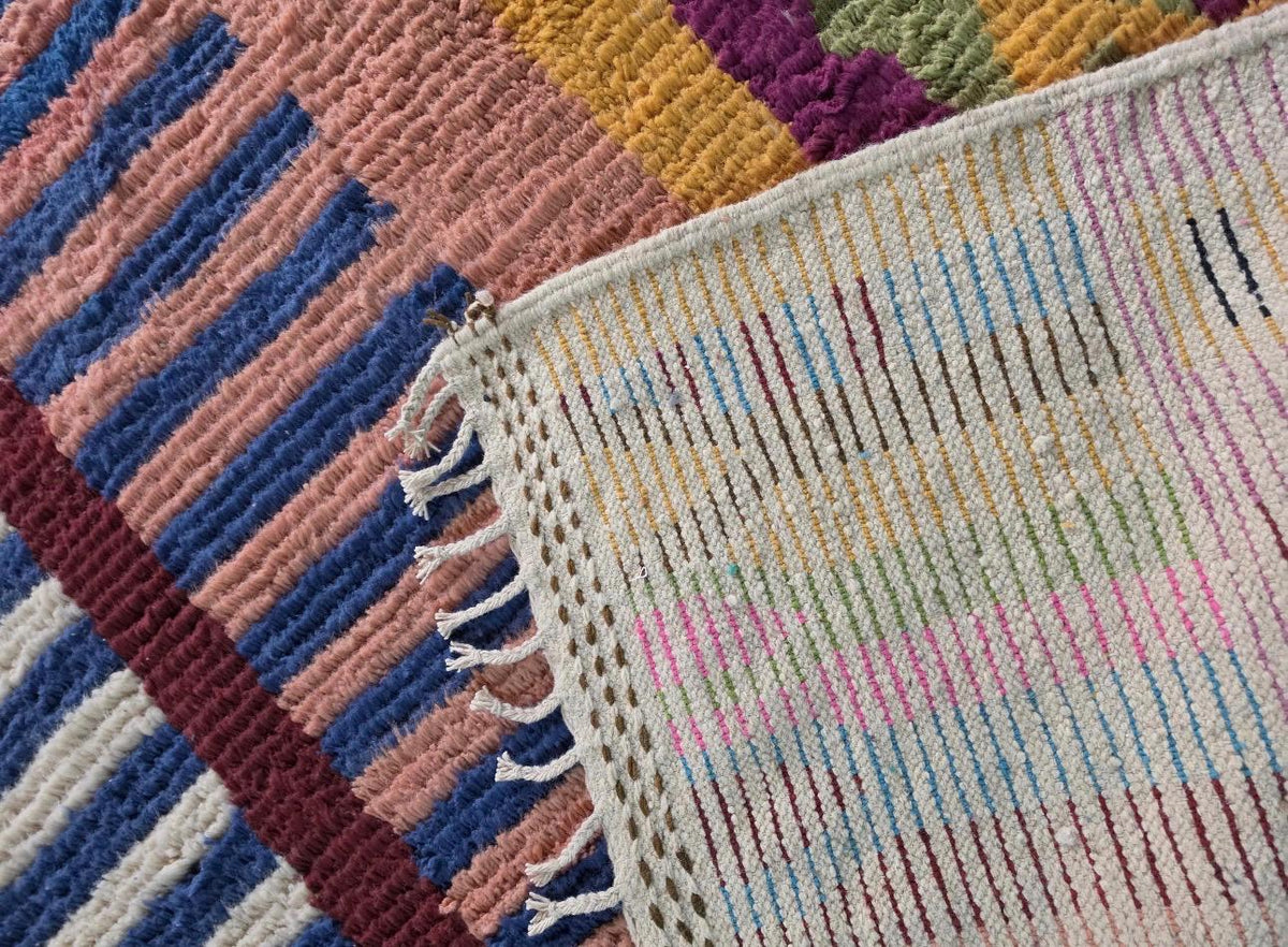 Handmade Wool Azilal Rug – Colorful Boho Tribal Living Room Carpet