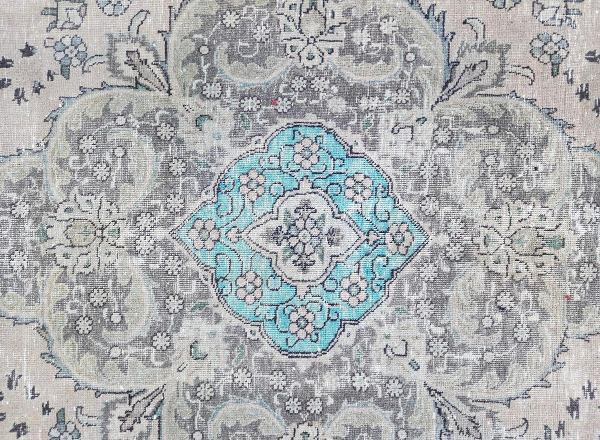 9x12 ft Vintage Area Rug, Brown Turkish Hand Knotted Wool, Persian Medallion Dining Room Rug