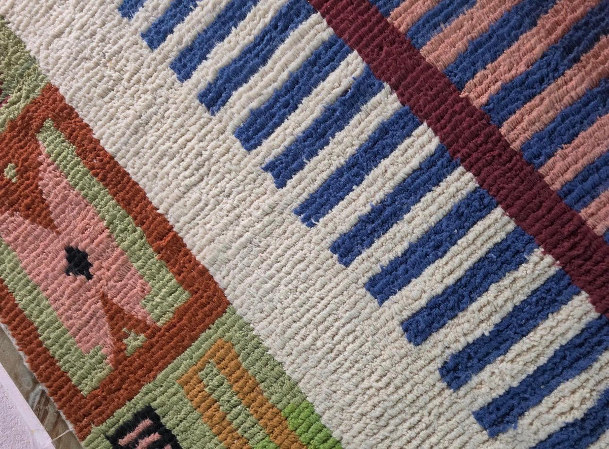 Handmade Wool Azilal Rug – Colorful Boho Tribal Living Room Carpet